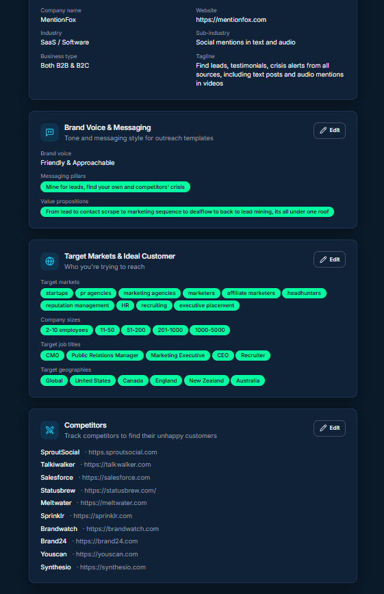 MentionFox company profile in MentionFox