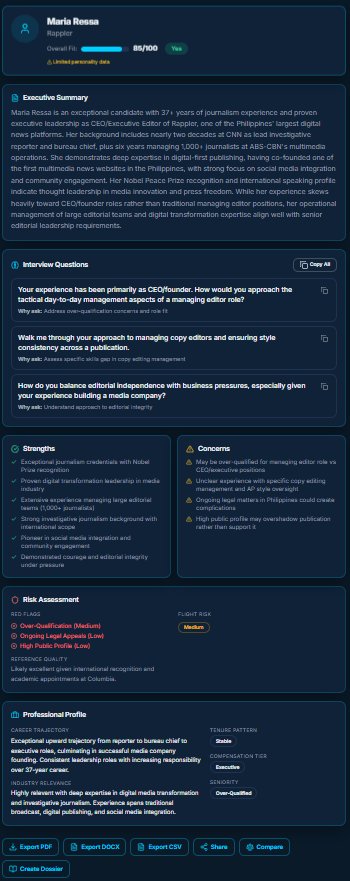 Maria Ressa — 85/100 Strong Yes for CEO/Executive Editor