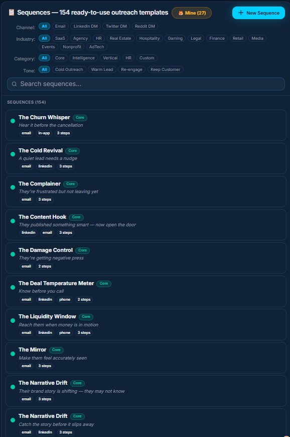154 sequence templates — filter by channel, industry, category, tone